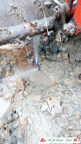 A metal pipe burst in multiple places